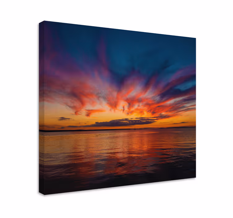 Cuadro paisajes reflejos del atardecer majestuoso - TenVinilo