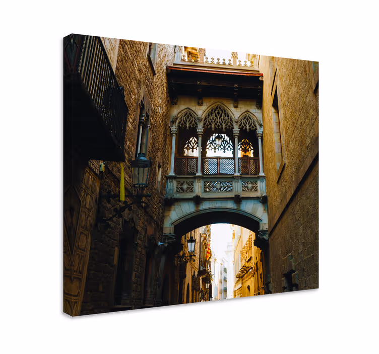 Cuadro ciudades Barrio gótico y puente - TenVinilo