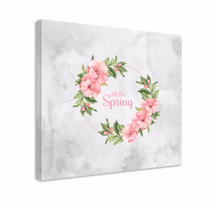 Cuadro de flores saludo en círculo floral - TenVinilo