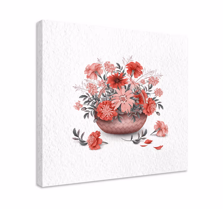 Cuadro de flores arreglo de flores en canasta - TenVinilo