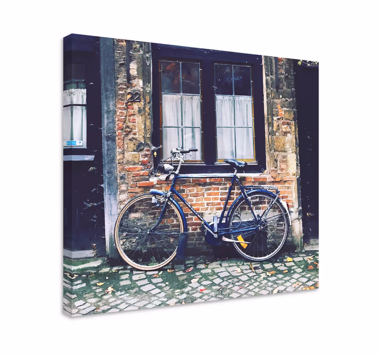 Cuadro ciudades bicicleta cerca del ladrillo - TenVinilo