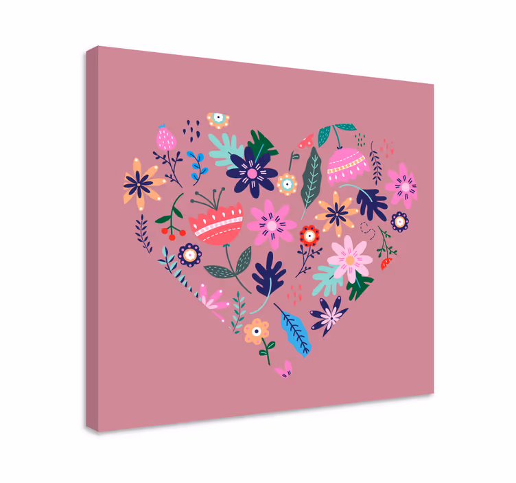 Cuadro de flores arreglo floral en forma de corazón - TenVinilo