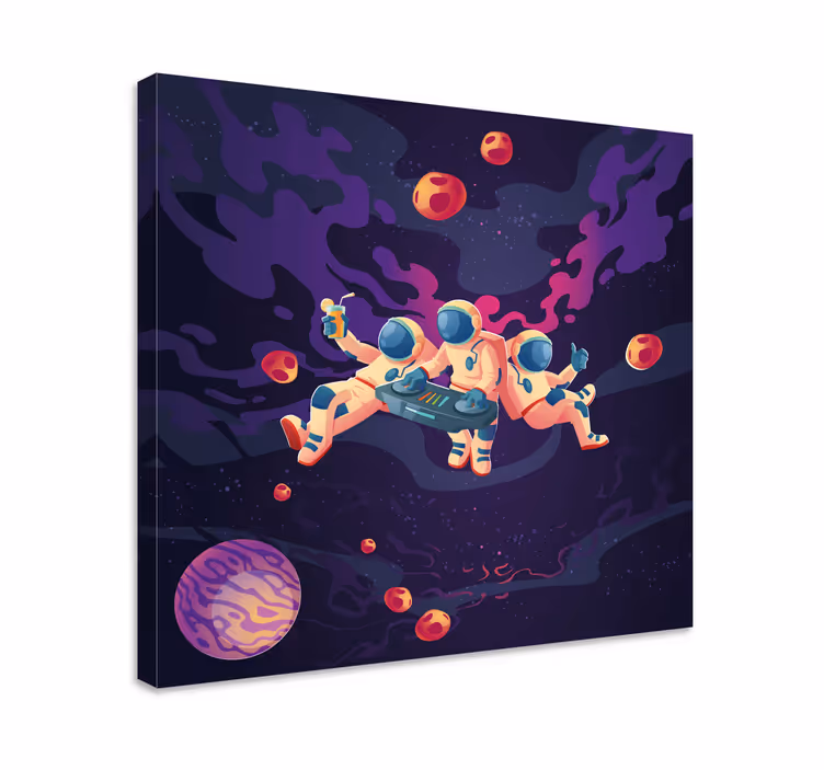 Cuadro decorativo videojuego astronautas jugando juntos - TenVinilo