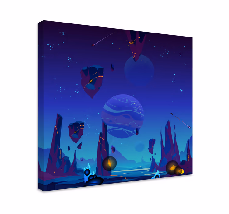 Cuadro infantil Superficie espacial de dibujos animados - TenVinilo