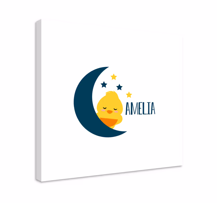 Cuadro para bebés pollito dormilón luna - TenVinilo