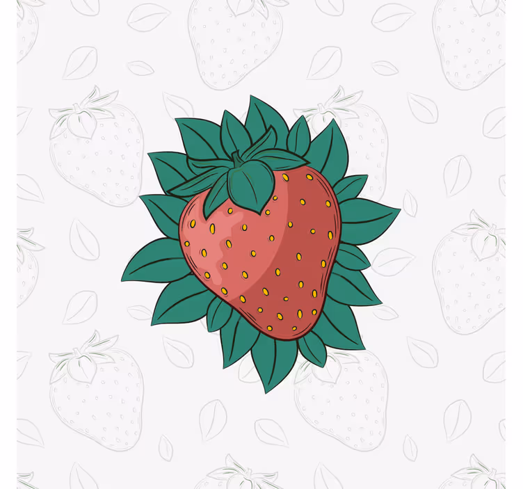 Cuadro bodegones Fresas jugosas brillantes hojas verdes - TenVinilo