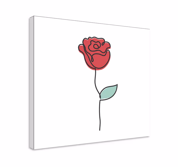 Cuadro de flores Lindo diseño de arte de línea rosa roja - TenVinilo
