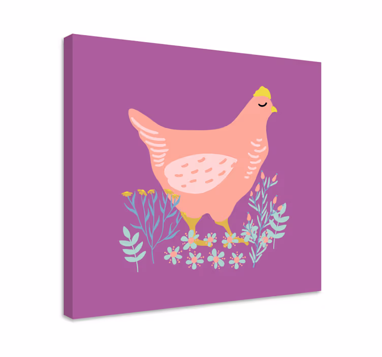 Cuadro aves Pollito multicolor en la hierba - TenVinilo
