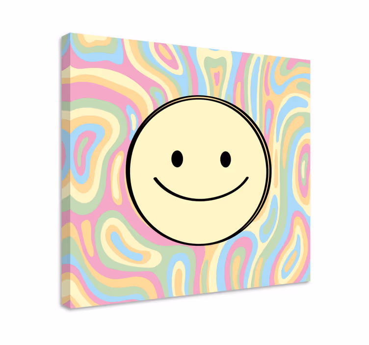 Cuadro frase motivadora patrón de caras sonrientes - TenVinilo