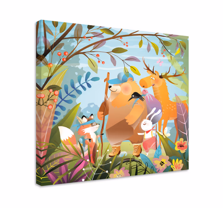 Cuadro infantil Amigos animales en el bosque - TenVinilo
