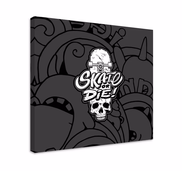 Cuadro deporte diseño calavera skateboard - TenVinilo
