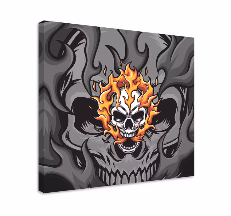 Cuadro con frase calavera con llamas - TenVinilo