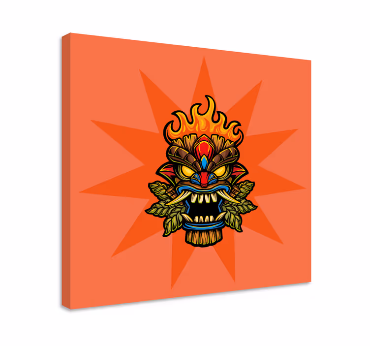 Cuadro moderno Fuego tiki máscara dibujos animados graffiti - TenVinilo