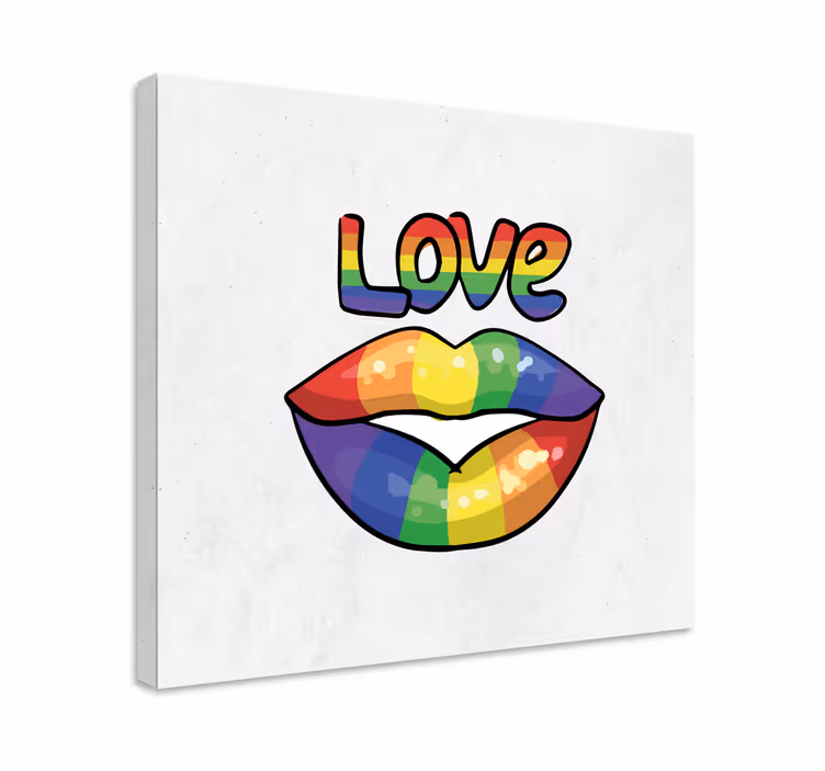 Cuadro frase labios de amor coloridos - TenVinilo