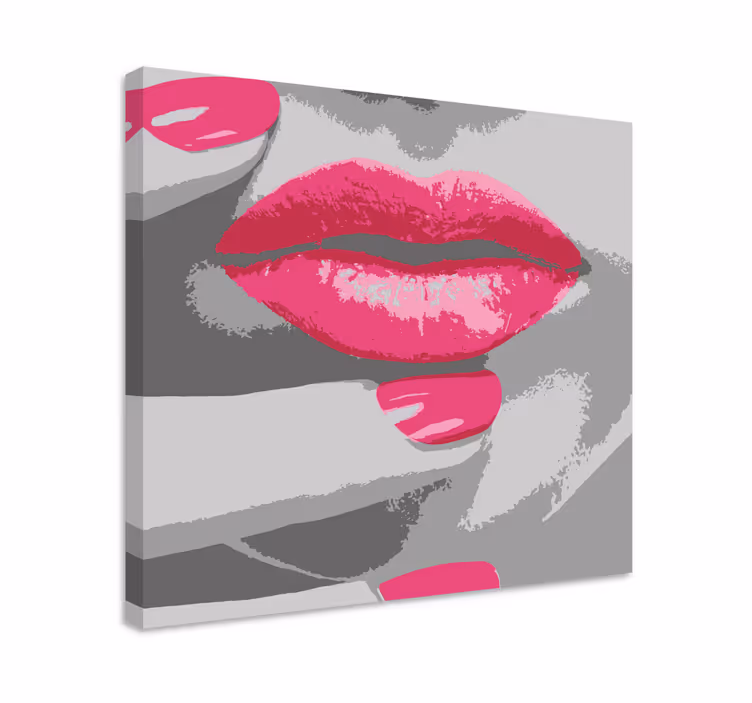 Cuadro retro vintage detalle de labios rosas - TenVinilo