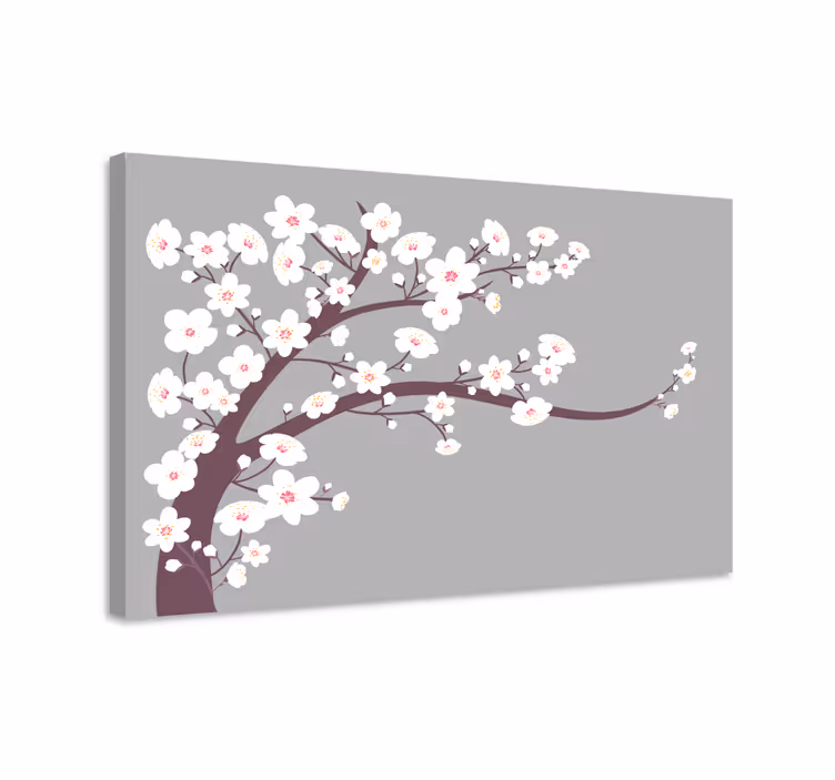 Cuadro 3d Flores blancas con fondo gris - TenVinilo