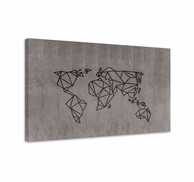 Cuadro mapa contorno geométrico del mundo - TenVinilo