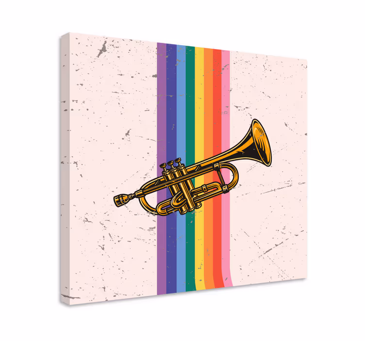 Cuadro musical trompeta con líneas - TenVinilo