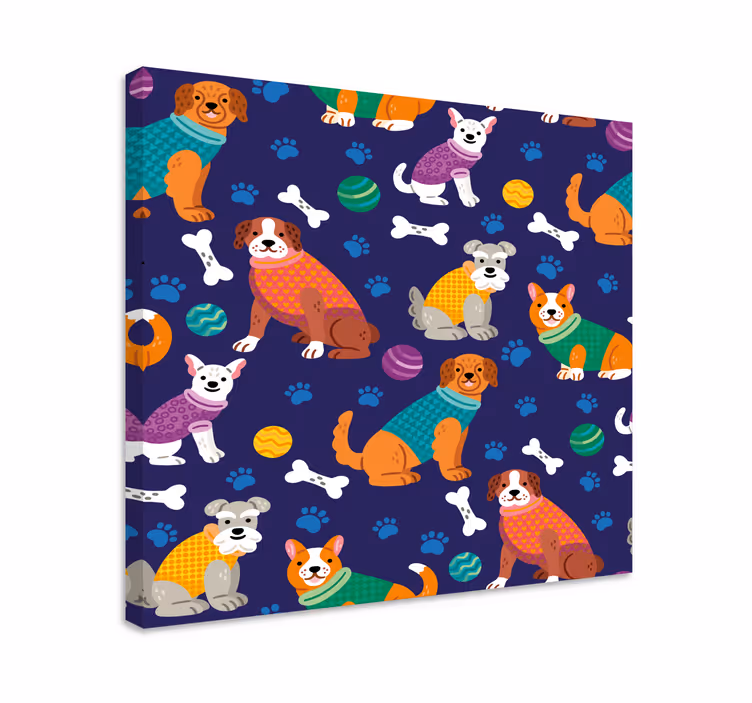 Cuadro de perro compañeros caninos juguetones - TenVinilo