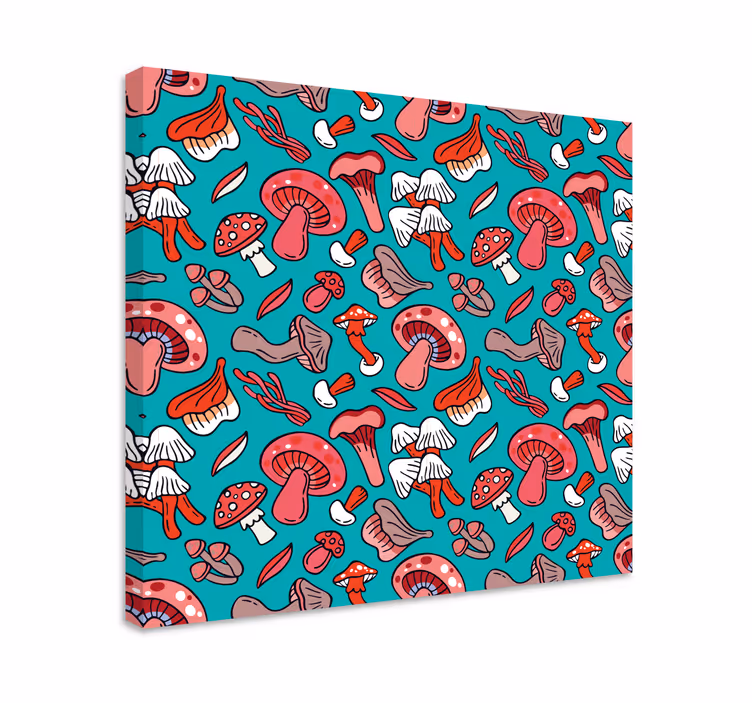 Cuadro plantas Hongos rojos artísticos - TenVinilo