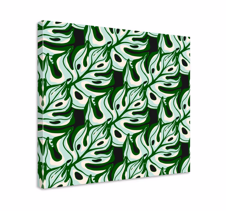 Cuadro de flores con patrón de hoja monstera - TenVinilo