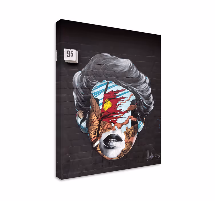 Cuadro en arte Cara de graffiti en ladrillos - TenVinilo
