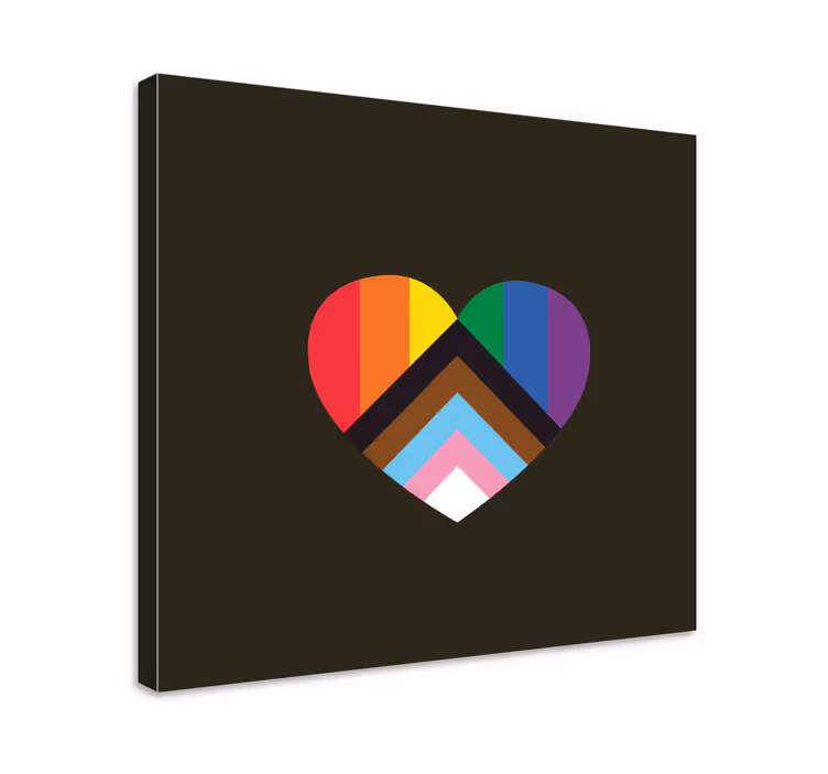 Cuadro casa Bandera del orgullo actualizada en forma de corazón - TenVinilo