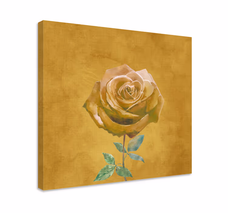 Cuadro de flores rosa dorada elegante - TenVinilo