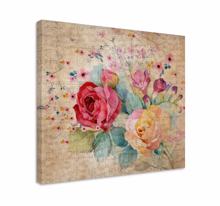 Cuadro de flores arreglo de rosas romántico - TenVinilo