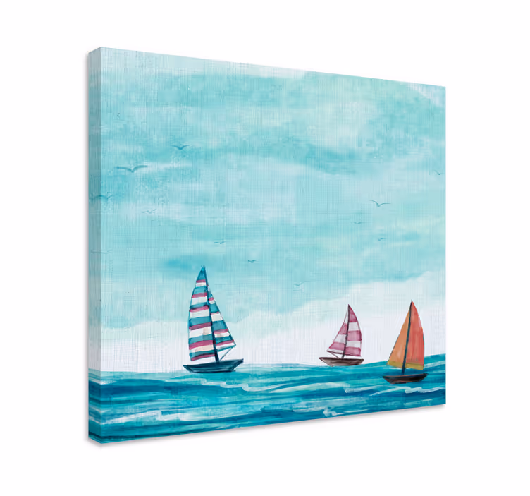 Cuadro de marineros barcos de vela en el mar - TenVinilo