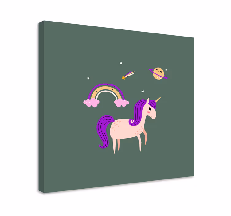 Cuadro infantil Chica unicornio lugar - TenVinilo