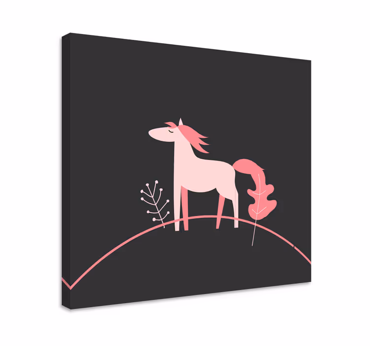 Cuadro infantil Arboles y unicornio rosa - TenVinilo