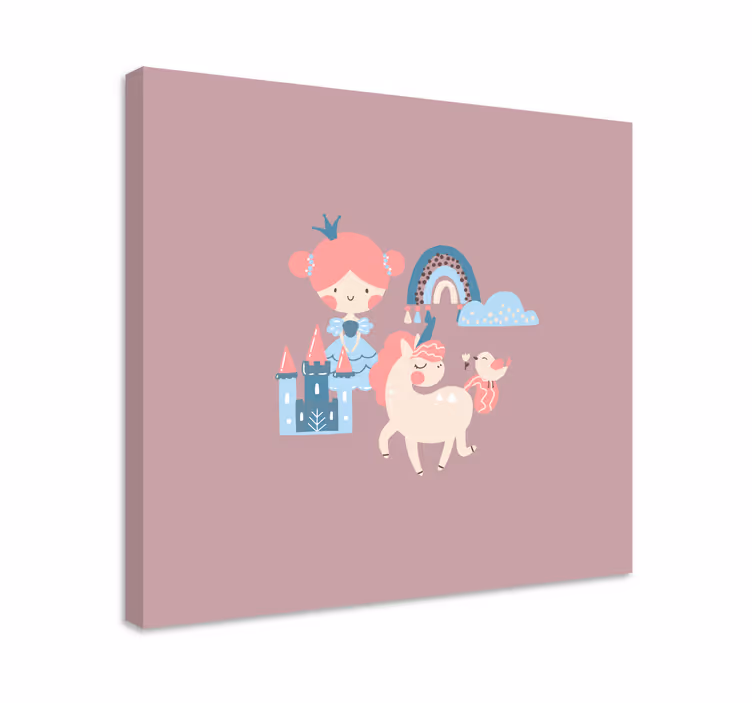 Cuadro para bebés princesa unicornio fantasía - TenVinilo
