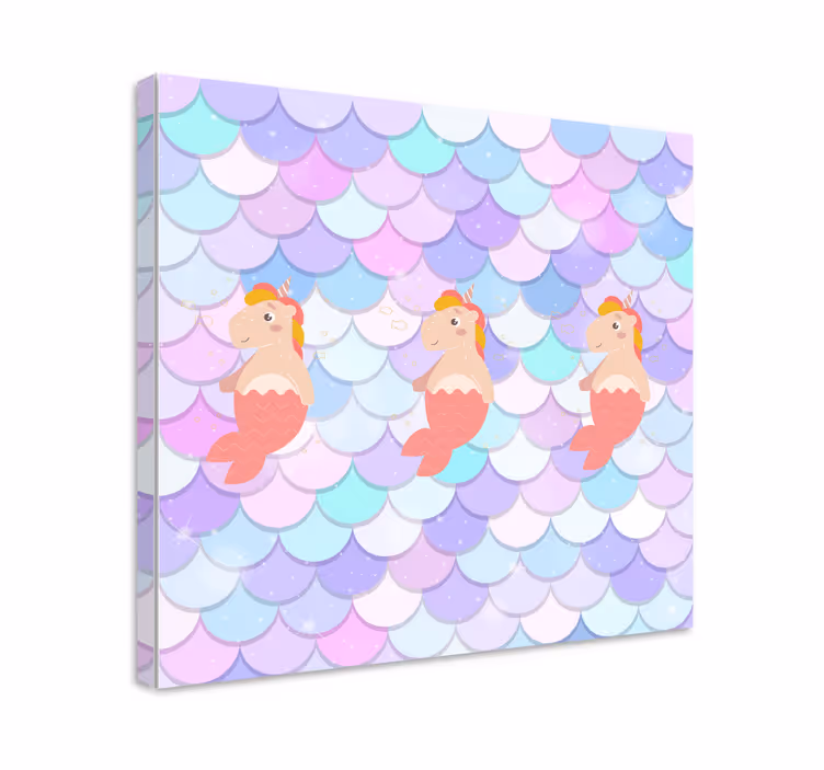 Cuadro infantil Sirenas de unicornio con escamas de pescado - TenVinilo