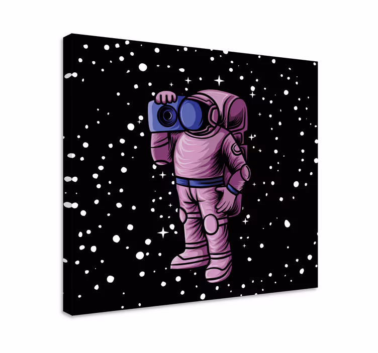 Cuadro para dormitorio Astronauta sosteniendo cinta de radio - TenVinilo