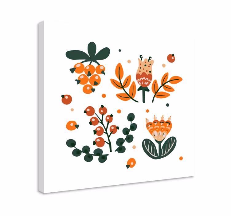 Cuadro de flores Flores rojas con frutos rojos - TenVinilo