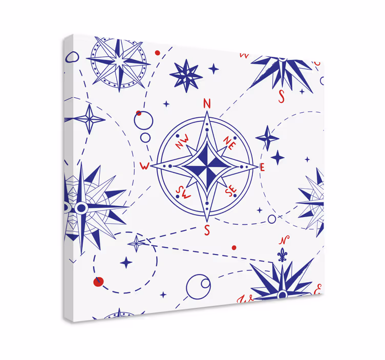 Cuadro mapa diseño estrella de brújula - TenVinilo