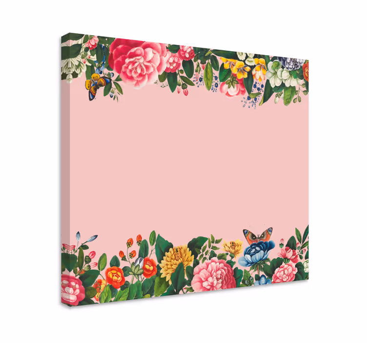 Cuadro de flores borde floral vibrante - TenVinilo