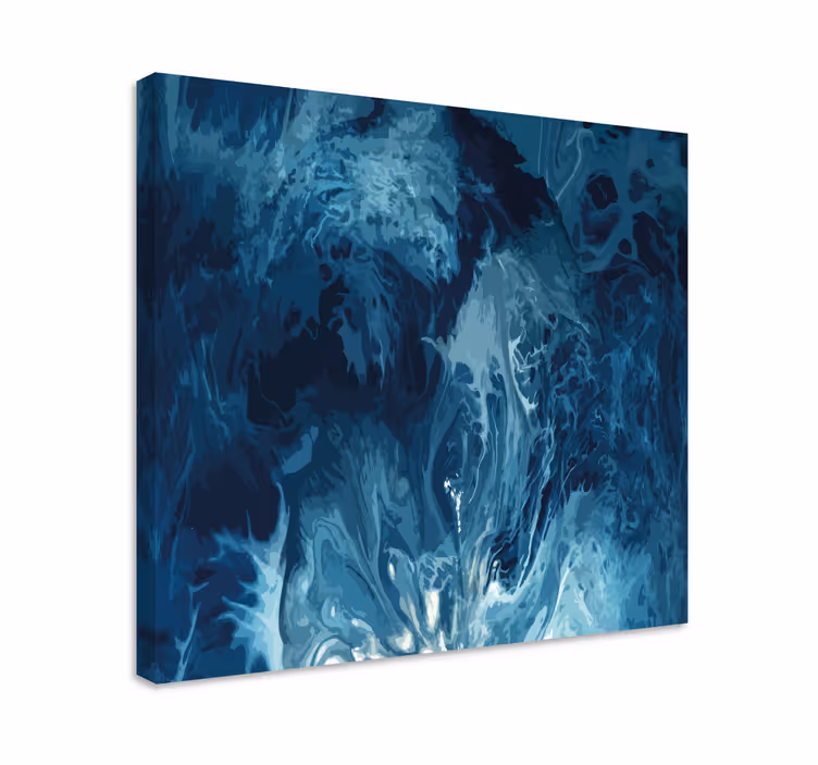 Cuadro abstracto Tonos azules ondas de acuarela - TenVinilo