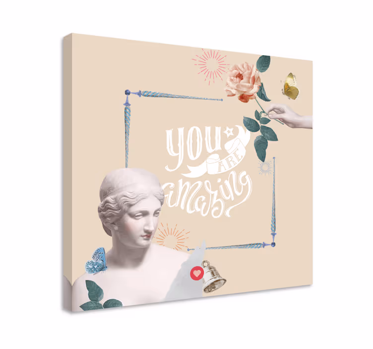 Cuadro frase motivadora Cita motivacional con estatua - TenVinilo
