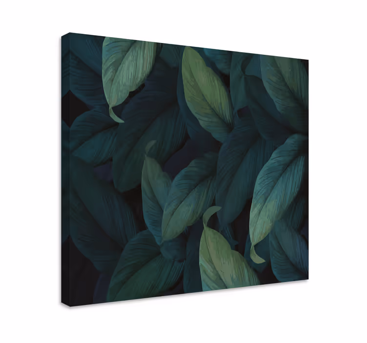 Cuadro de flores hojas de vegetación exuberante - TenVinilo