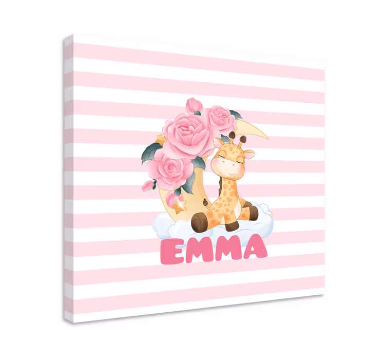 Pintura habitación bebé Lindos animales jirafa con nombre - TenVinilo
