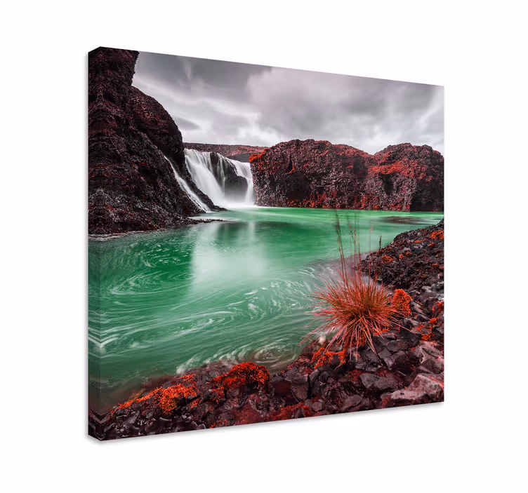 Cuadro paisajes cascada con poza verde - TenVinilo