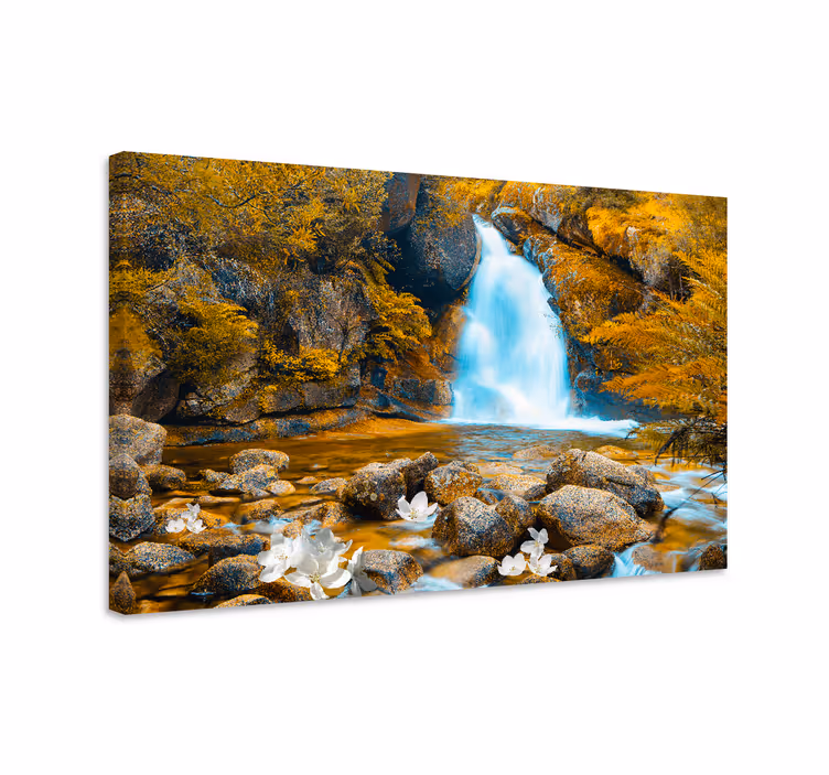 Cuadro de flores paisaje de cascadas serenas - TenVinilo