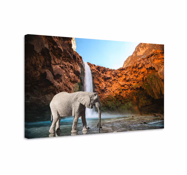 Cuadro paisajes Elefante y cascada - TenVinilo
