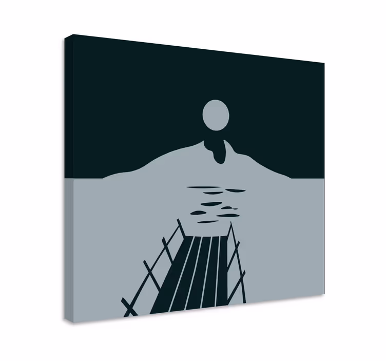 Cuadro moderno Muelle de madera a un lago con montañas - TenVinilo