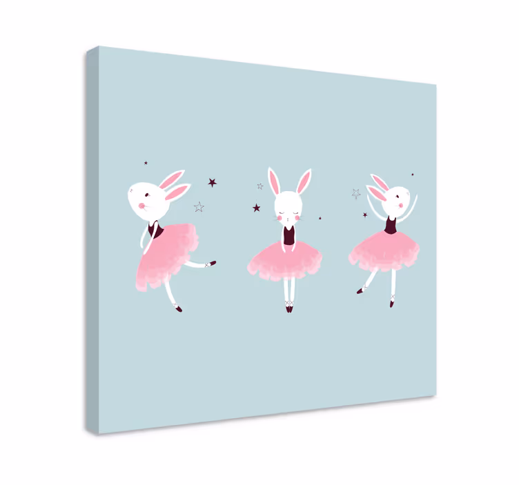 Cuadro con personas ballet con conejitos danzantes - TenVinilo