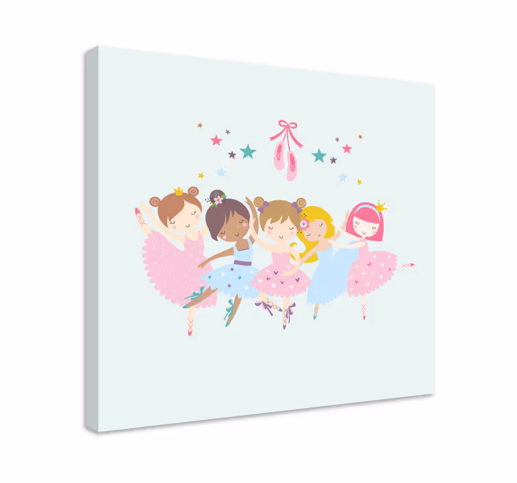 Cuadro infantil Ilustración colorida de estrellas de ballet - TenVinilo