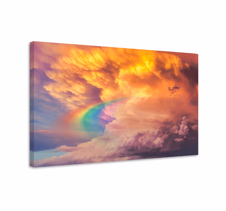 Cuadro paisajes cielo nublado vivid rainbow - TenVinilo