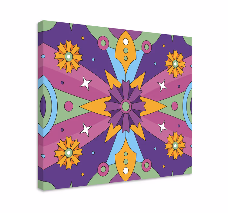 Cuadro vintage Colorido diseño fractal psicodélico - TenVinilo